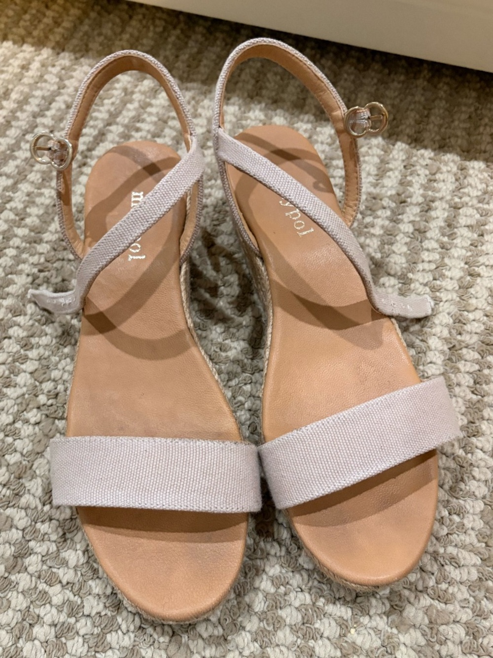 Low Heel Light Beige Sandals - Size 7
